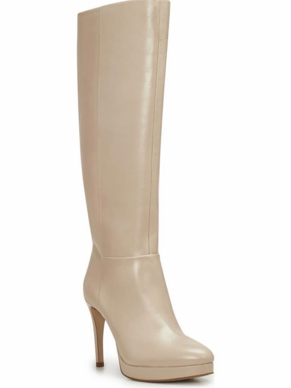 NIB - Knee-High Platform Leather Boots - Beige